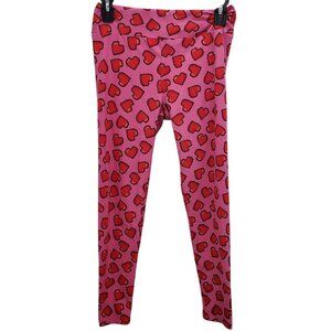 LuLaRoe Women's Hot Pink‎ Red Nerd Geek Pixel Heart Gamer Girl Leggings One Size